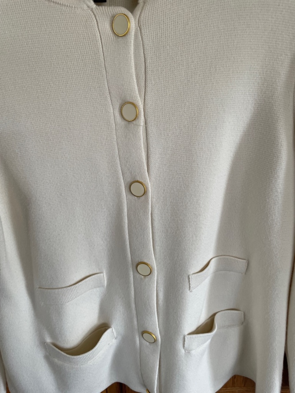 Talbots Cream Knit Button-Front Cardigan - Picture 3 of 8
